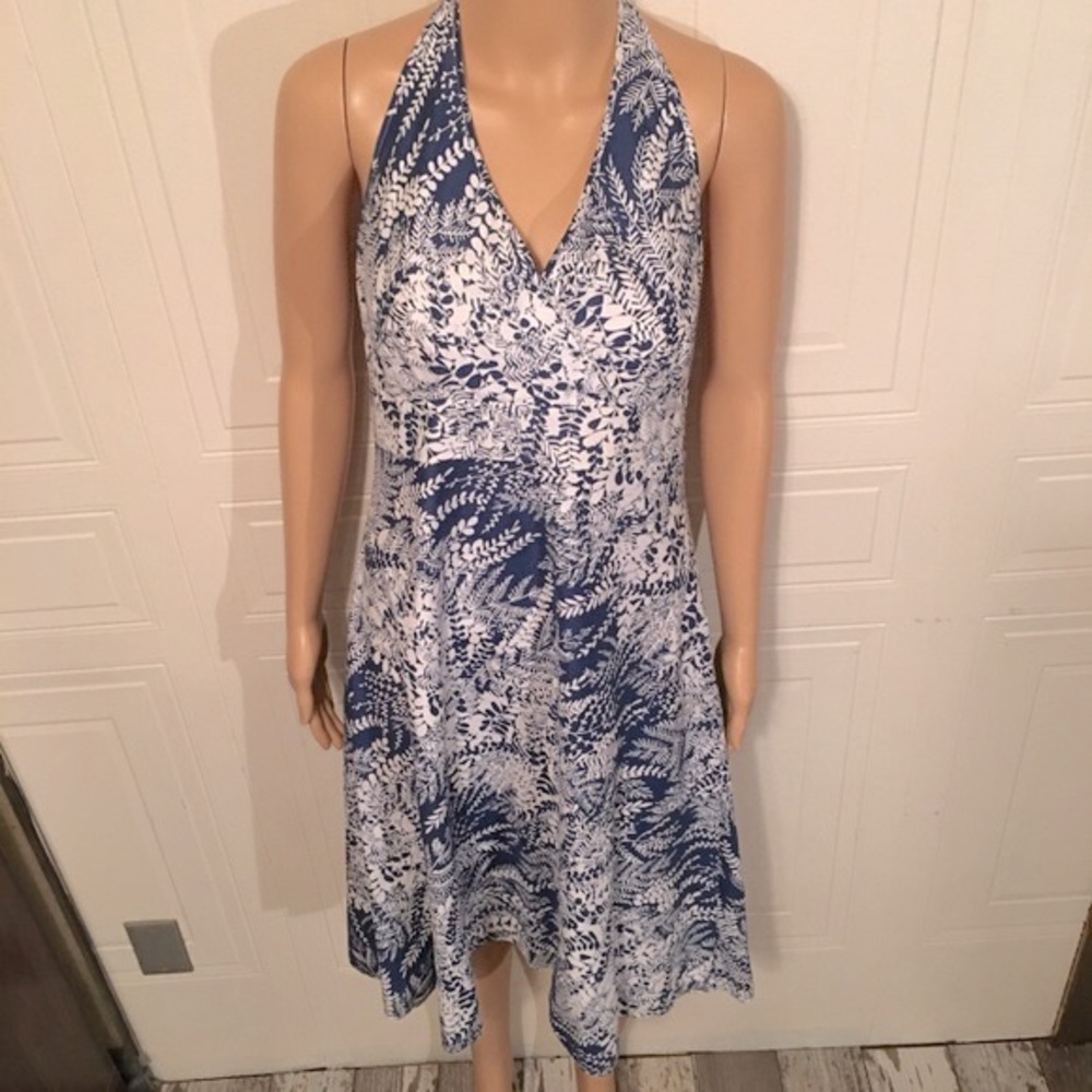Ann Taylor side zip halter tie v neck lined